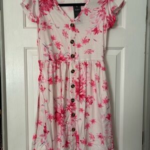 Fantaslook Women’s Floral Dress With Buttons And Pockets / NWT / Size S (#042)